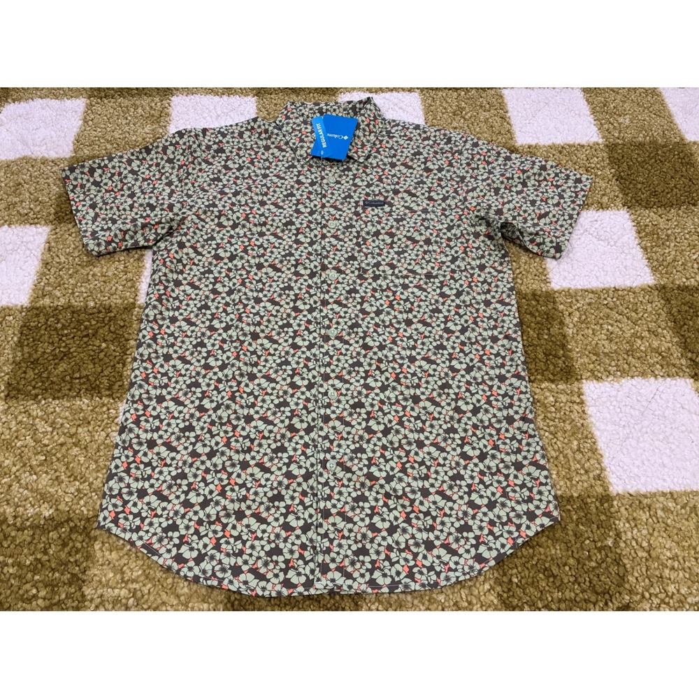 Columbia Rogers Peak Printed SS Shirt Mens Small Green Floral XM8259-349 NEW